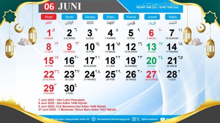 Libur Nasional dan Cuti Bersama Telah Ditetapkan Tanggal 6-9 Juni 2025, Menyambut Hari Raya Idul Adha 1446H Libur Nasional dan Cuti Bersama Telah Ditetapkan Tanggal 6-9 Juni 2025, Menyambut Hari Raya Idul Adha 1446H