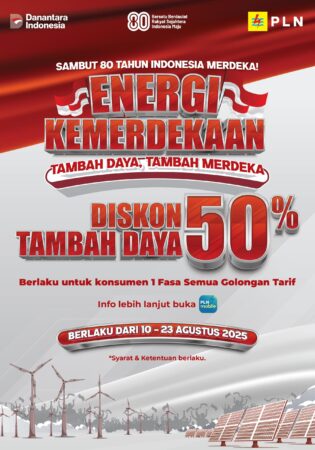 Spesial Kemerdekaan RI ke-80,  PLN Beri Diskon 50% Tambah Daya Listrik Untuk Masyarakat