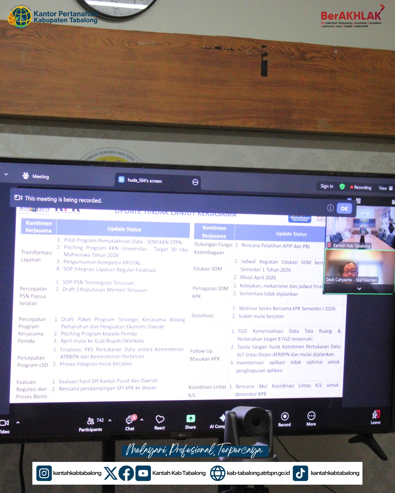 Wujudkan WBK, Kantah Tabalong Dalami Hasil Survei Penilaian Integritas
