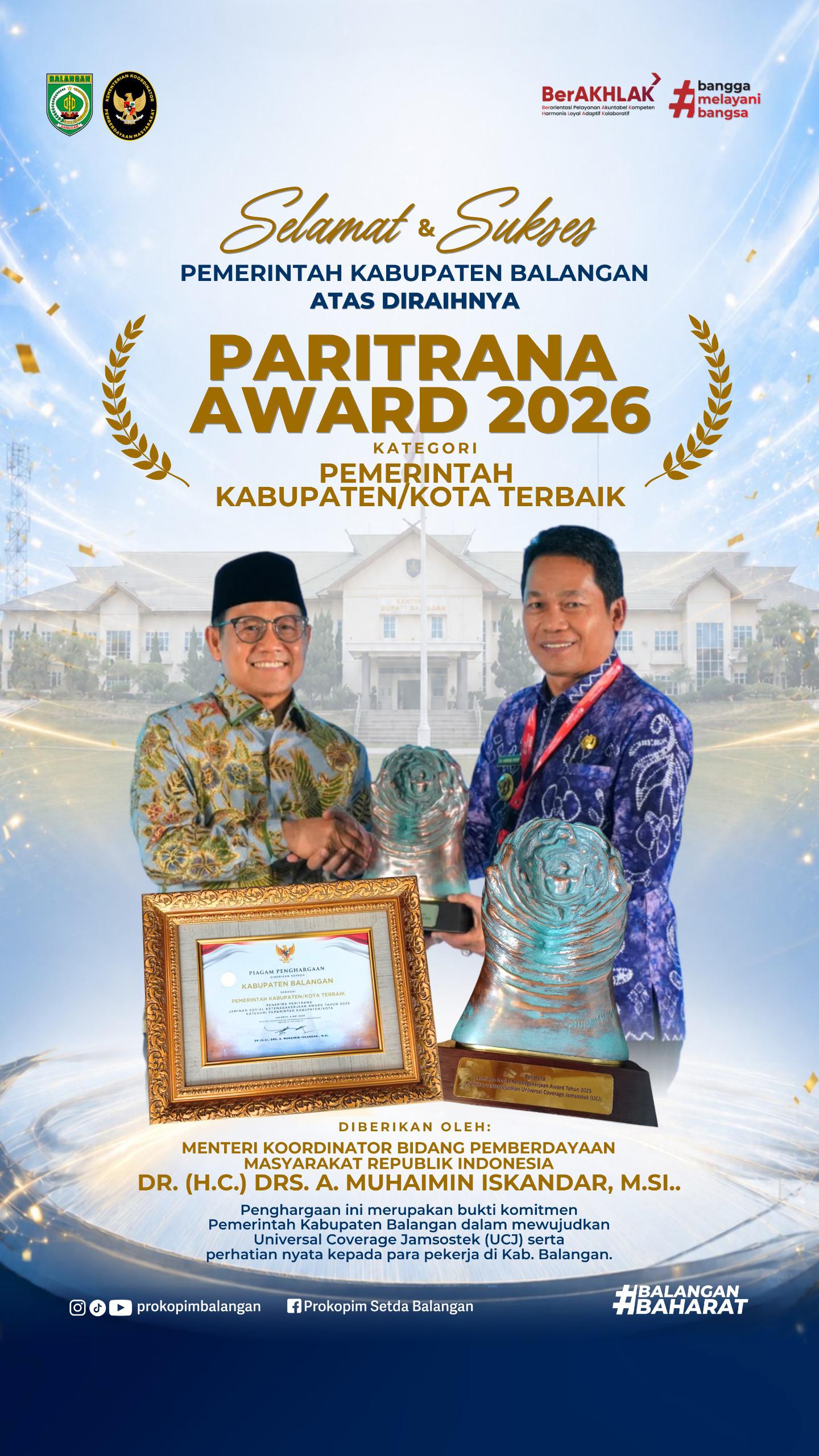Pemkab Balangan Raih Paritrana Award 2025 Pemkab Balangan Raih Paritrana Award 2025