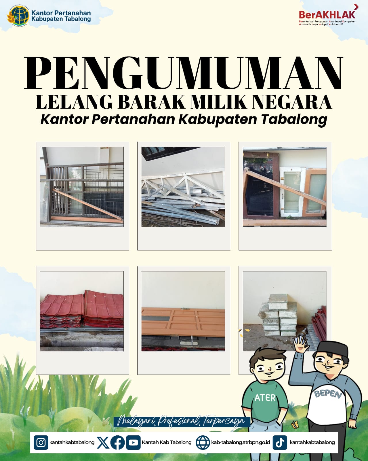 Pengumuman Lelang Noneksekusi Wajib oleh KPKNL Banjarmasin: Inspeksi Objek (Material Bongkaran) 11 Mei 2026 di Kantah Tabalong