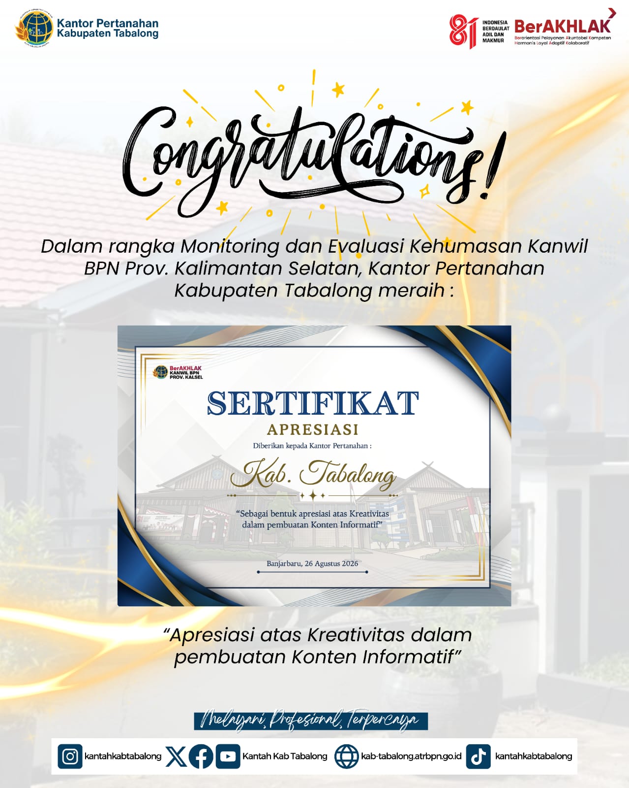 Apresiasi untuk Kreativitas dan Inovasi Kehumasan Apresiasi untuk Kreativitas dan Inovasi Kehumasan