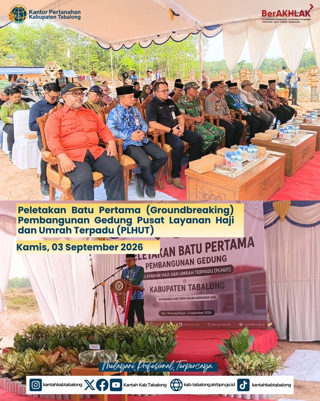 Dukung Peningkatan Layanan Haji, Kantah Tabalong Hadiri Peletakan Batu Pertama Gedung PLHUT Dukung Peningkatan Layanan Haji, Kantah Tabalong Hadiri Peletakan Batu Pertama Gedung PLHUT