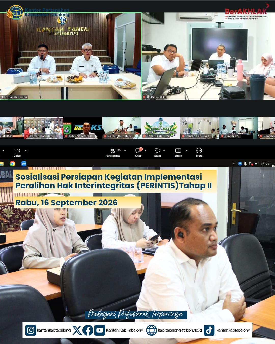 Dukung Digitalisasi Layanan, Kantah Tabalong Ikuti Sosialisasi PERINTIS Tahap II Kanwil BPN Kalsel Dukung Digitalisasi Layanan, Kantah Tabalong Ikuti Sosialisasi PERINTIS Tahap II Kanwil BPN Kalsel