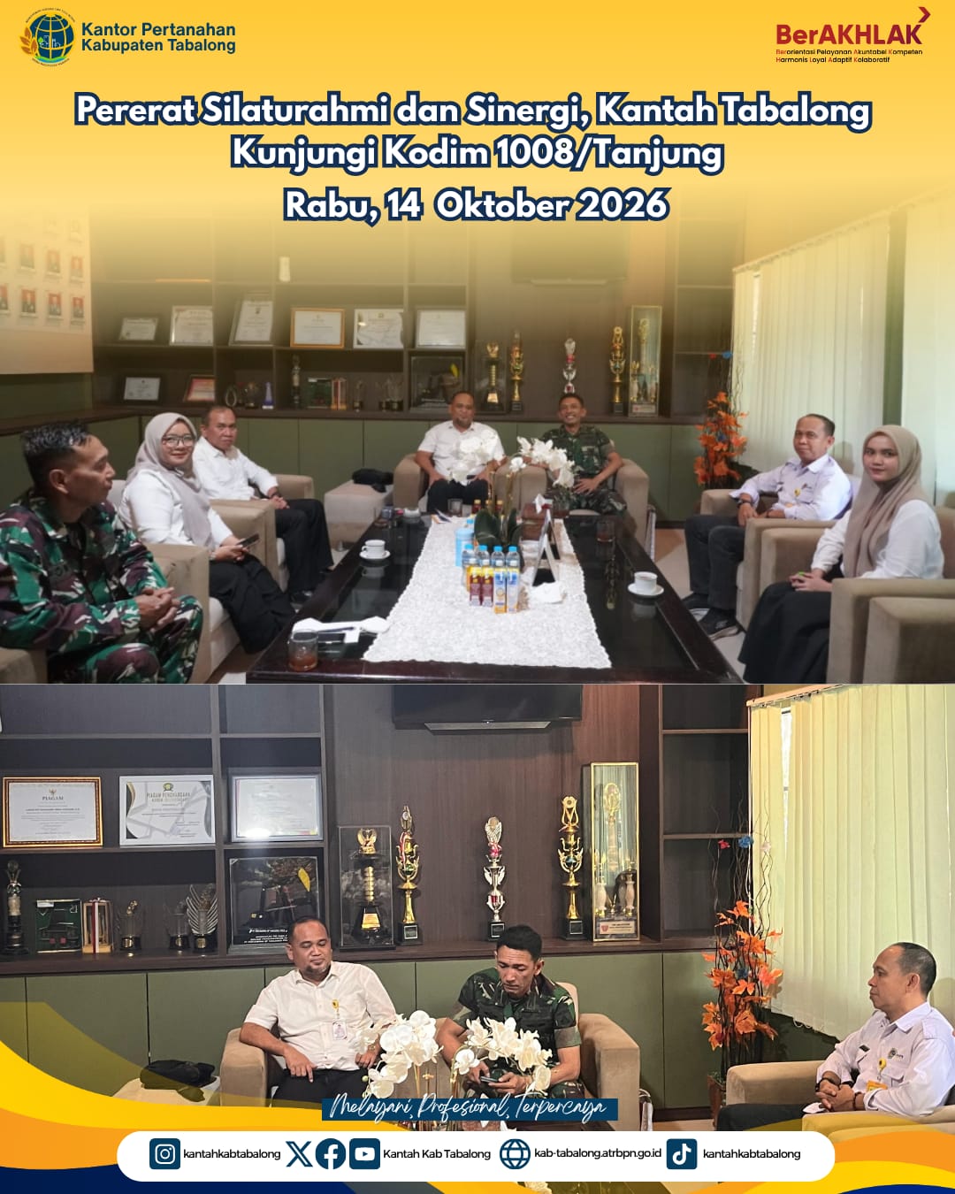 Bangun Komunikasi dan Sinergi, Kakantah Tabalong Sambangi Kodim 1008/Tanjung Bangun Komunikasi dan Sinergi, Kakantah Tabalong Sambangi Kodim 1008/Tanjung